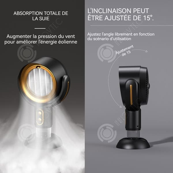 INN Mini bärbar fläktkåpa negativa joner laddningsbar bärbar huva camping inomhusgrill fondue luftrenare