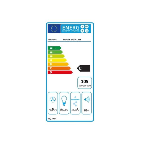 Electrolux Dekorativ köksfläkt lutande 90cm 615m3/h svart - LFV439K