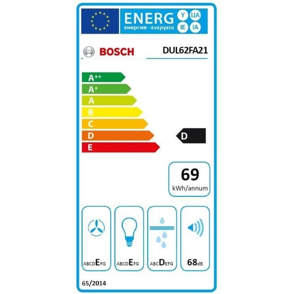 Bosch DUL62FA21 fläktkåpa vit - 60cm - integrerad huva