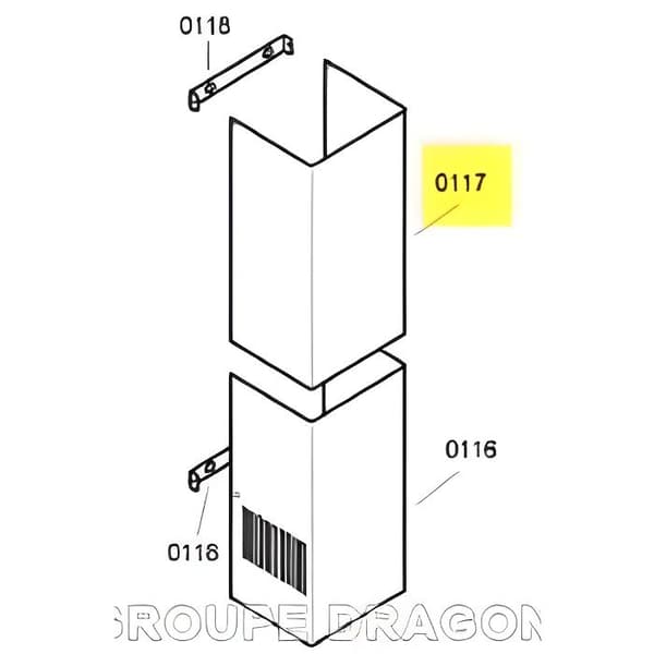 Skorstensförlängning till SIEMENS LC964WA10/01 huv - Originaltillverkarens del