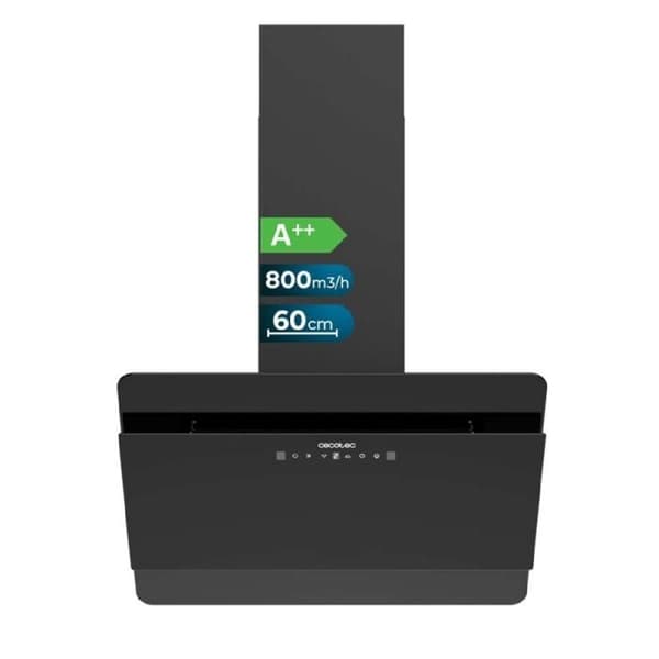 Dekorativ fläkt - Bolero - Flux DT 608000 - Svart glas - 60 cm - A++ - 800 m3/h