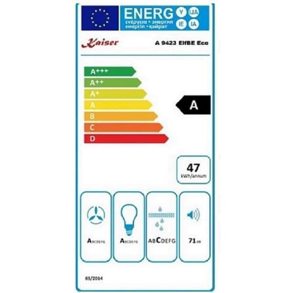 Kaiser A 9423 ElfBE ECO, Kökfläkt, 90 cm, väggmonterad 910 m³/h, 3 hastigheter, utsug, återvinning, elfenben