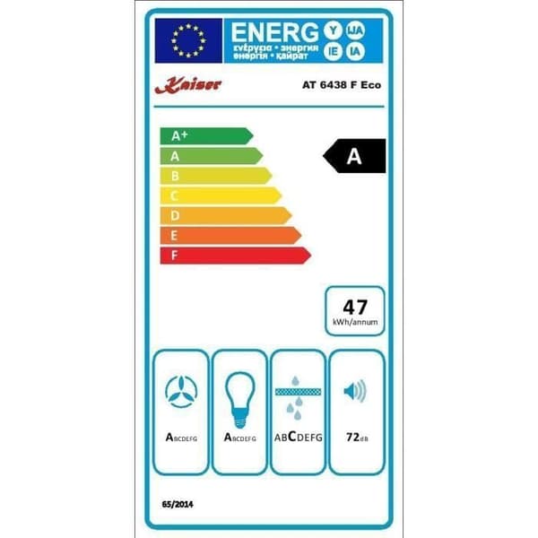 Kaiser AT 6438 F ECO / Väggmonterad fläkt 60 cm / Lyx väggfläkt från tillverkaren Kaiser / 3 hastigheter / 910m³/h / LED-belysning