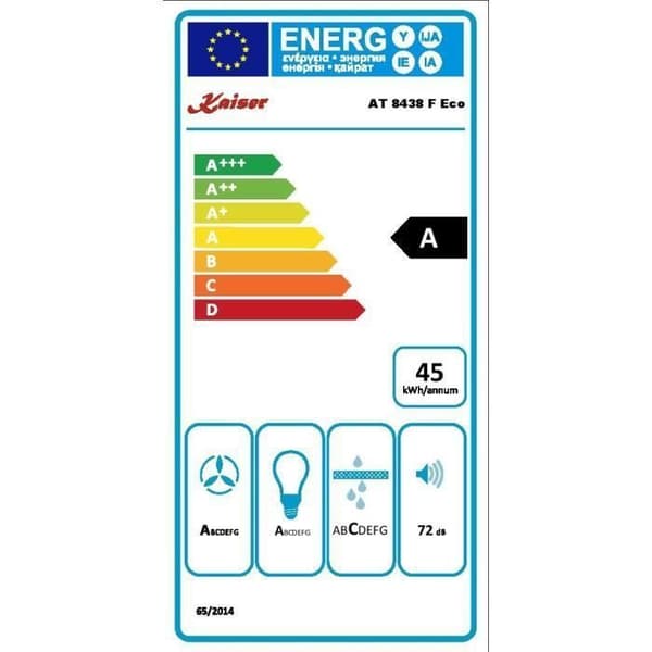 Kaiser AT 8438 F ECO Fläkt, 80 cm, svart glas rostfritt stål