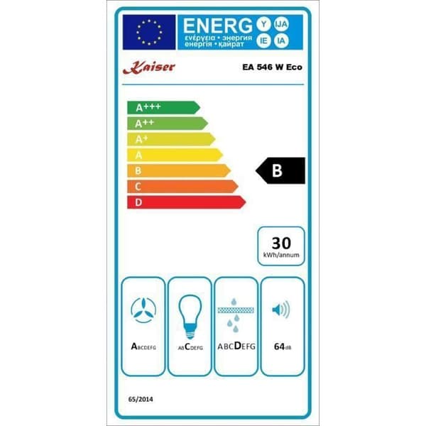 Kaiser Luftventil EA 546 W Eco, Takmonterad fläkt, Vit glas, Fläkt med sugfunktion 52 cm