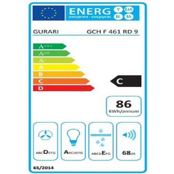 GURARI GCH F 461 RD 9, köksfläkt 90 cm, röd, hög sugkraft 1000m³/h, 3 nivåer, köksfläkt, ventilationshuvud