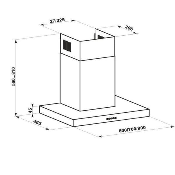 GURARI GCH F 461 RD 9, köksfläkt 90 cm, röd, hög sugkraft 1000m³/h, 3 nivåer, köksfläkt, ventilationshuvud