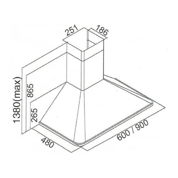 Exklusiv designer köksfläkt 60 cm från Kaiser A 6315 RotEm Eco + flexibel sladd/väggmonterad fläktserie Modell Empire