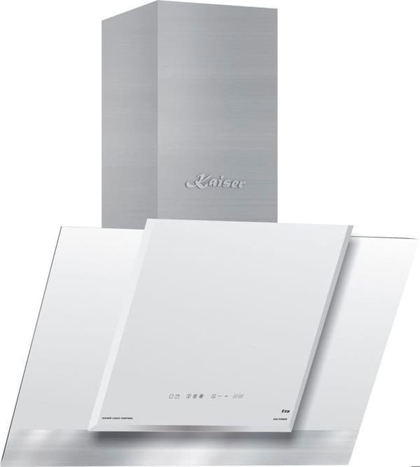 Kaiser AT 8438 FW ECO+tillbehör flexibel, Köksfläkt 80 cm, i vitt, Vitt glas, 910 m³/h