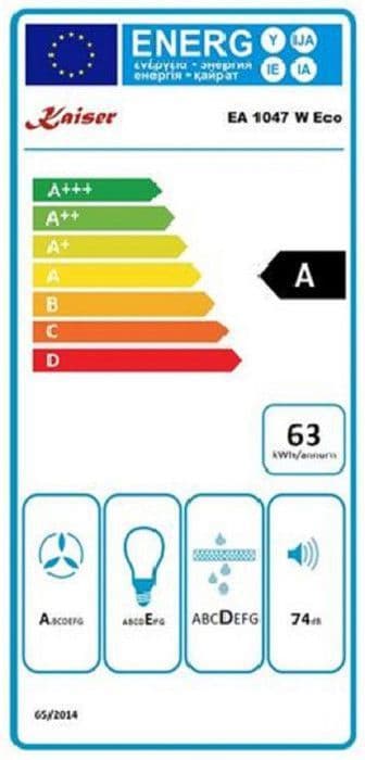 Kaiser EA1047 W + flexibelt rör, Kökshuv 110 cm, Vit Glas Rostfritt stål, Mycket hög sugkapacitet 1250m³/h