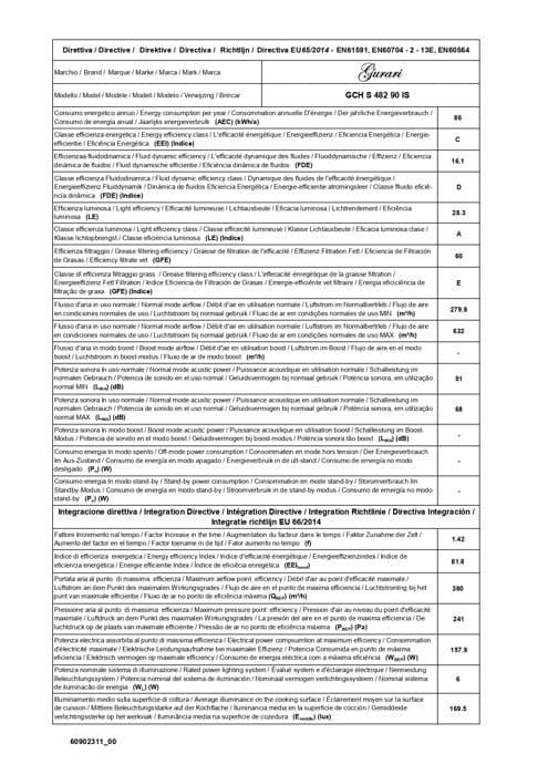 GURARI Kökfläkt med frihängande huv 482 90 IS, 90 cm fläkt med 1000 m³/h sugning Rostfritt stål Svart glas
