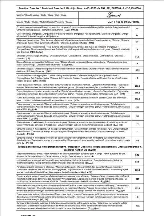 GURARI väggmonterad fläkt GCH T 466 IS 90 BL PRIME, köksfläkt 90 cm 1000m³/h väggmonterad fläkt i rostfritt stål och glas