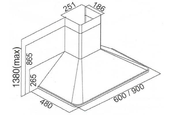Exklusiv Designer Fläkt 90 cm från Kaiser A 9315 RotEm Eco + flexibel slang / Väggfläkt serie Modell Empire