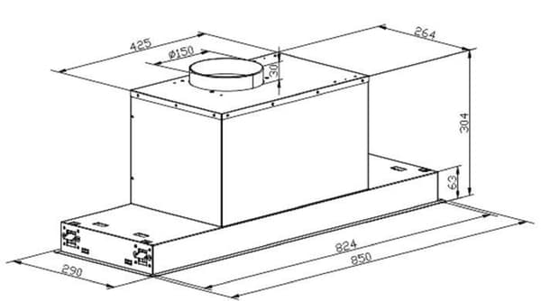 Kaiser EA 945 Eco+tub flexible, Rostfritt stål, Inbyggd köksfläkt 90 cm, 650 m³/h, LED
