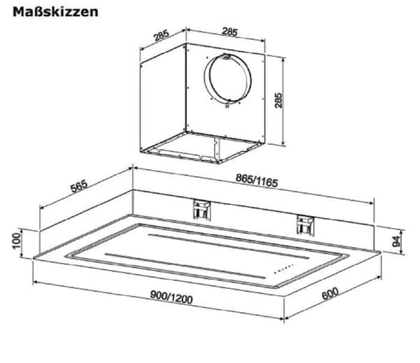 Gurari GCH C 332 90 ÄR PRIM Hotte de plafond 90 cm 1000m³/h Rostfritt stål