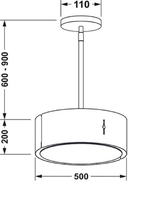 Köksfläkt GURARI GCH I 237 WH 50, köksfläkt 50 cm, 860m³/h, återcirkulering av luft, vit