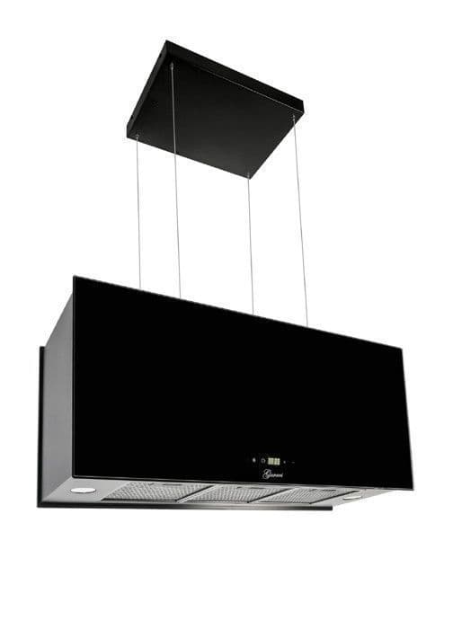 GURARI Köksfläkt ö-ö GCH I 333 90 BL Prime, 90 cm köksfläkt, takfläkt, 1000m³/h, svart glas, 4 hastigheter
