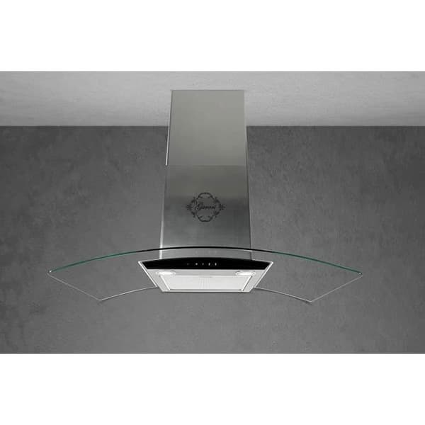 GURARI Väggmonterad fläkt GCH T 465 IS 60 BL PRIME köksfläkt 60 cm, rostfritt stål, böjt glas, kapacitet