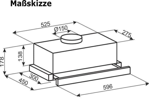 GURARI Fläkt med platt deflektor GCH B 110 IS 6 BL N Inbyggd köksfläkt, svart, 860m³/h, Luftavledande fläkt