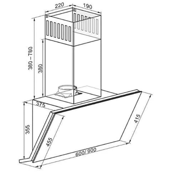 Kaiser AT 6430 Vägghängd fläkt 60 cm/Luxus väggfläkt tillverkad av Kaiser / 3 hastigheter / 1250m³/h/LED-belysning/Fläkt/Timer