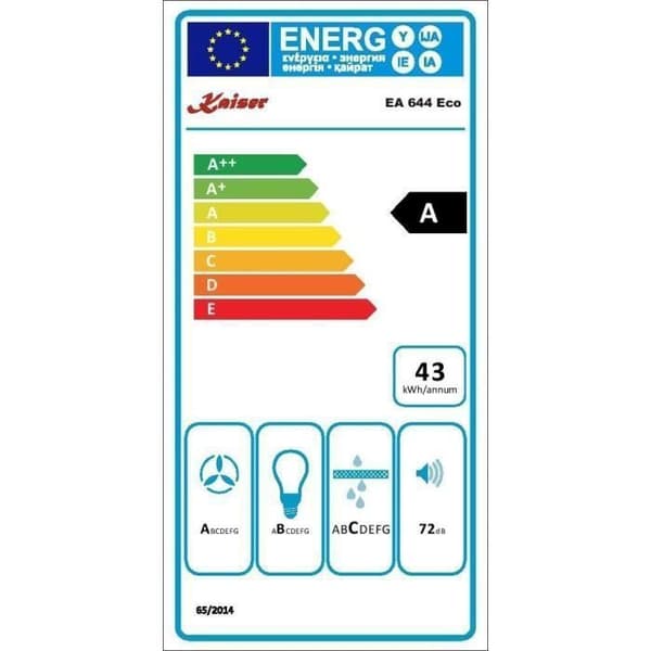 Kaiser EA 644 ECO • Spisfläkt • Luftavskiljande spisfläkt • Inbyggd • 60cm • 910 m³/h