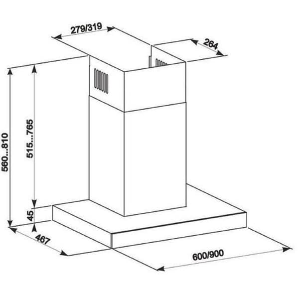Gurari hotte Murale 462 BL 6 Prime, hotte aspirante i svart 60 cm / Svart glas panel, 1000m³/h, 3 nivåer