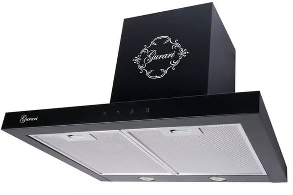 Gurari hotte Murale 462 BL 6 Prime, hotte aspirante i svart 60 cm / Svart glas panel, 1000m³/h, 3 nivåer