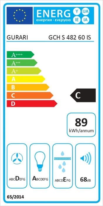 GURARI Kökfläkt med frihängande huv 482 60 IS, 60 cm köksfläkt 1000 m³/h Rostfritt stål Svart glas