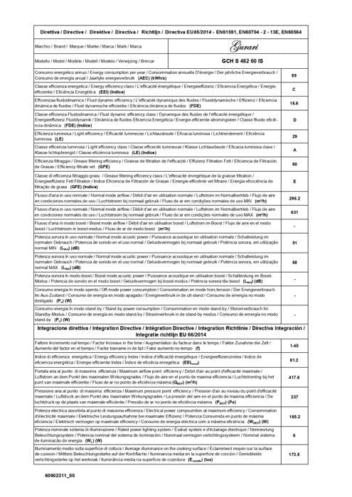 GURARI Kökfläkt med frihängande huv 482 60 IS, 60 cm köksfläkt 1000 m³/h Rostfritt stål Svart glas