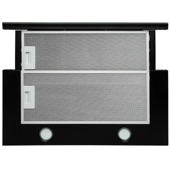GURARI Hotte GCH 117 BL Prime Line, inbyggd köksfläkt 60 cm, svart glas, 1000m³/h