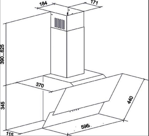 GURARI GCH 268 WH 6 Prime väggfläkt, designad köksfläkt 60 cm, vitt glas, 1000m³/h + kolfilter