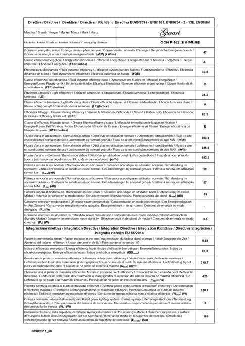 Gurari hotte Murale GCH 462 IS 9 Prime, väggmonterad fläkt i rostfritt stål 90 cm, svart glaspanel, sugkapacitet 1000 m³/h