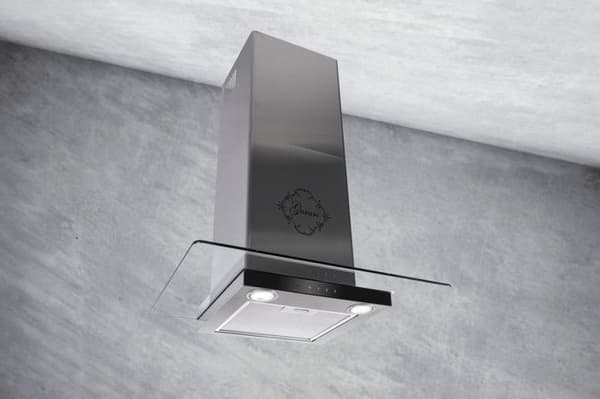 GURARI Väggmonterad fläkt GCH T 466 IS 60 BL PRIME, köksfläkt 60 cm 1000m³/h, väggfläkt i rostfritt stål