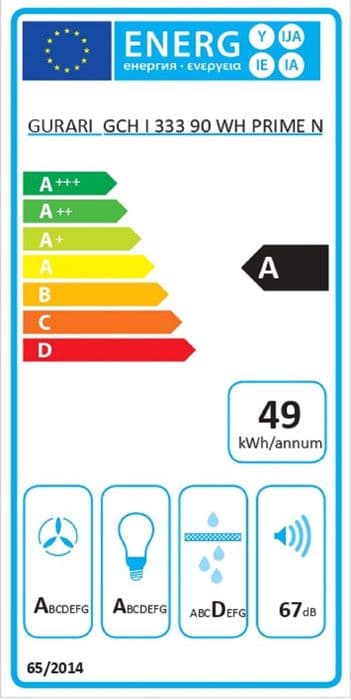GURARI Hotte îlot GCH I 333 90 WH PRIME N, Kåpa 90 cm, Takfläkt, 1000 m³/h, vit glas