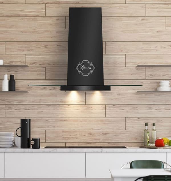 GURARI Väggmonterad fläkt 466 90 BL Pr, väggmonterad fläkt 90 cm 1000 m³/h i svart med glas