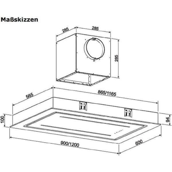Takdusch GURARI GCH C 341 BL 90 Prime, 90 cm/ Svart glas köksfläkt