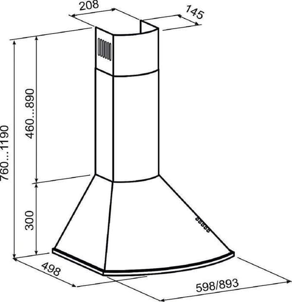 GURARI GCH 046 WH 9 ventilationshuvud, köksfläkt 90 cm, vit, stark sug 1000m³/h