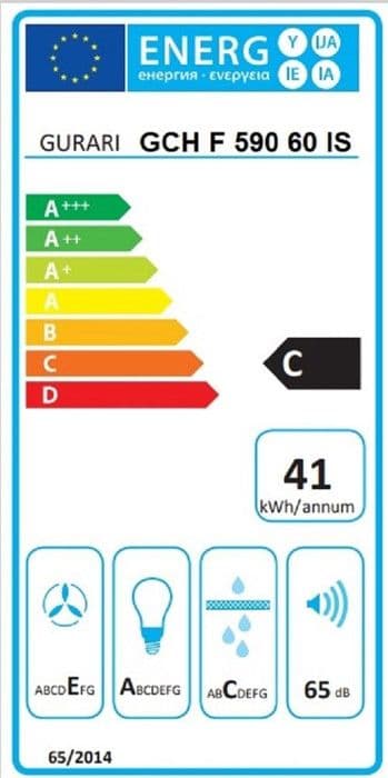 GURARI GCH F 590 60 Äro 60 cm, rostfritt stål, 250 m³/h, med glas, LED