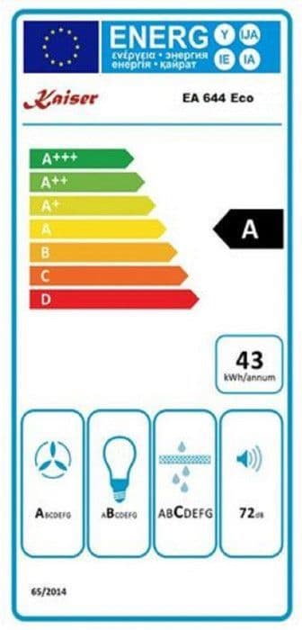Kaiser EA 644 ECO+tub flexibel, köksfläkt, luftoutsugning, inbyggd, 60 cm, 910 m³/h
