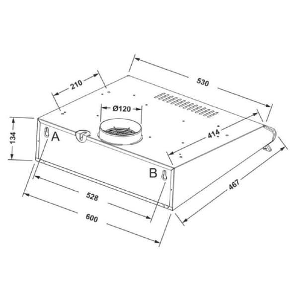 GURARI GCH F 590 60 WH, Kökfläkt infälld 60 cm, 250m³/h, med glas, LED