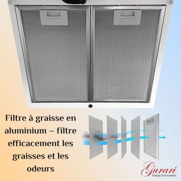GURARI GCH 286 WH 8 PRIME+ kolfilter, Fläkt utan huva 80cm i vitt/ 1000m³/h / Vägghängd fläkt+kolfilter