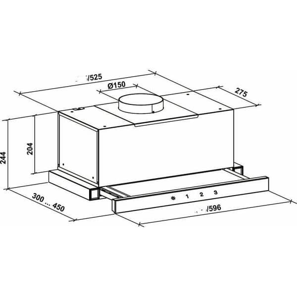 GURARI GCH B 117 Bl Prime+kolblfilter, Inbyggd köksfläkt 60 cm, i svart, Svart glas, 1000m³/h+kolblfilter