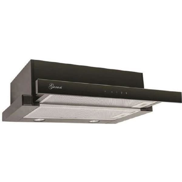 GURARI GCH B 117 Bl Prime+kolblfilter, Inbyggd köksfläkt 60 cm, i svart, Svart glas, 1000m³/h+kolblfilter