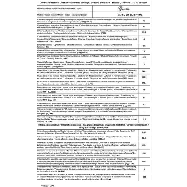 Gurari köksfläkt GCH D 286 BL 8 Prime inklusive avluftningsrör, köksfläkt 80cm, väggmonterad fläkt 1000m³/h