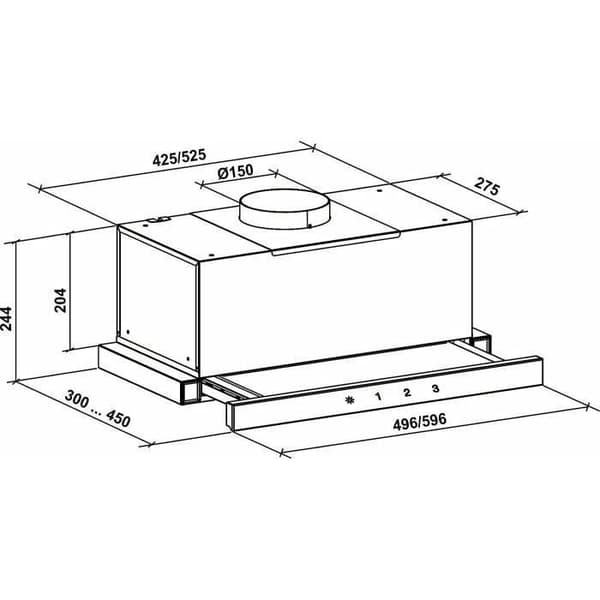 Gurari väggmonterad spisfläkt GCH B 117 BL Prime, köksfläkt 60 cm, i svart, svart glas, 1000m³/h