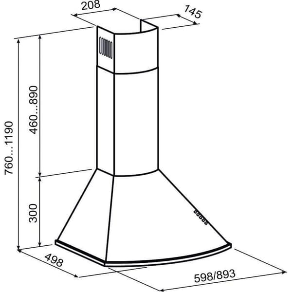 Gurari 046 IS Vägghängd köksfläkt 90 cm • 1000m³/h • Lyxig vägghängd fläkt från Gurari • 3 hastigheter