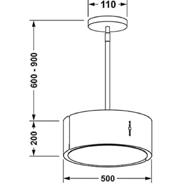 GURARI huva ö för ö GCH I 237 50 BL, ö för recirkulation, ö för extractor huva 50cm, takhuva, 860m³/h
