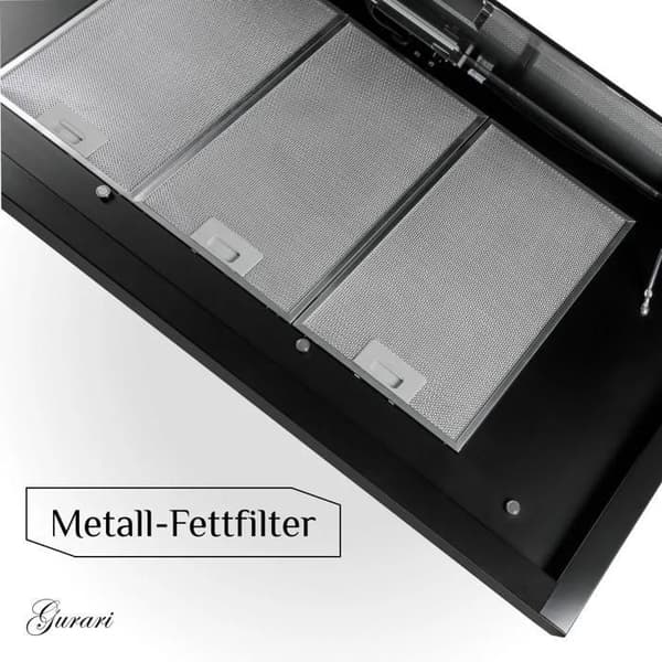 Takbox i tak GURARI GCH C 343 90 BL PRIME, Inbyggd köksfläkt 90cm/ Svart glas/ Effektiv/ EBM-motor/ Kraftfull 1000m³