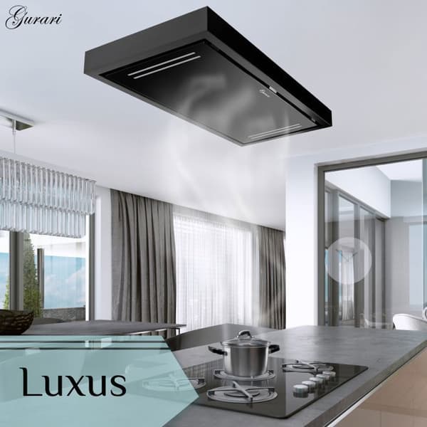 Takbox i tak GURARI GCH C 343 90 BL PRIME, Inbyggd köksfläkt 90cm/ Svart glas/ Effektiv/ EBM-motor/ Kraftfull 1000m³