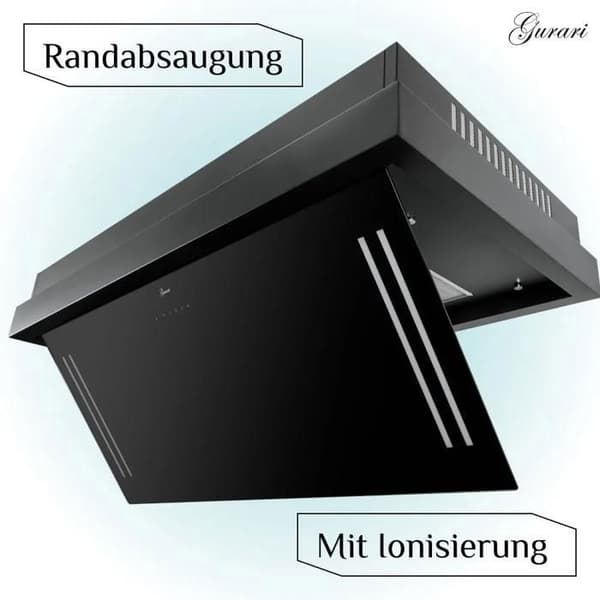 Takbox i tak GURARI GCH C 343 90 BL PRIME, Inbyggd köksfläkt 90cm/ Svart glas/ Effektiv/ EBM-motor/ Kraftfull 1000m³